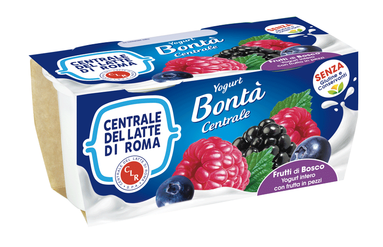 Yogurt intero frutti di bosco con frutta in pezzi Centrale Del Latte Di Roma